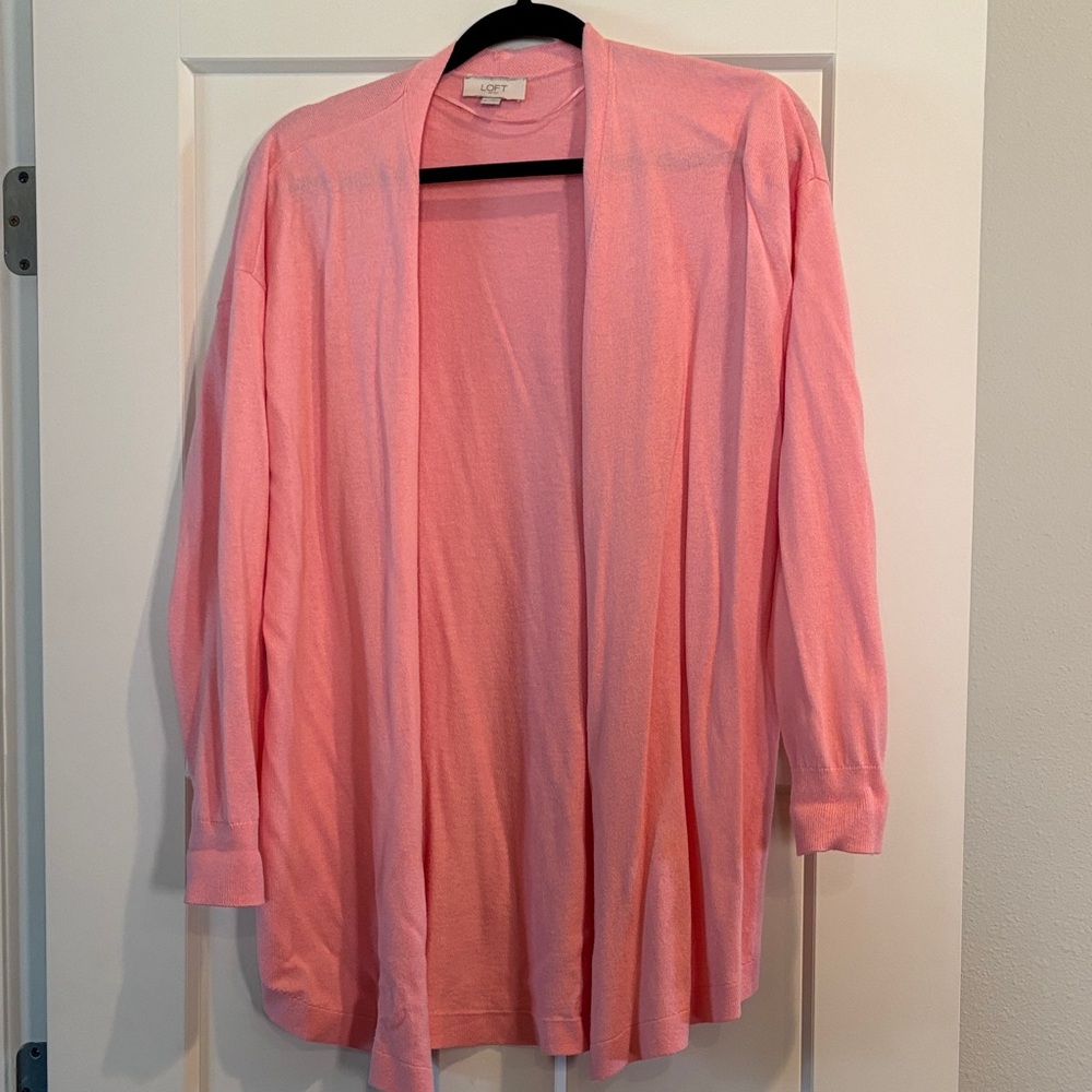 LOFT Light Pink Open-Front Cardigan